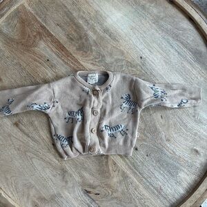 Dear Hayden Beige Zebra Pattern Kids Cardigan Size 0-6 months